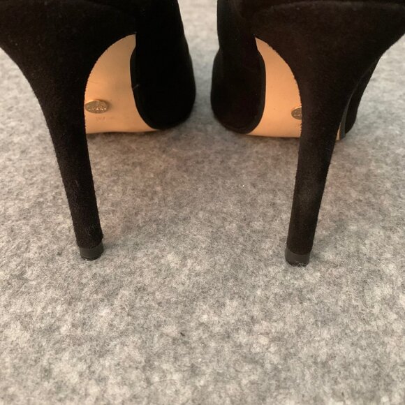 Zara Women Black Suede Pointed Toe Heel with Front Rhinestones Pump Shoes - Picture 10 of 11